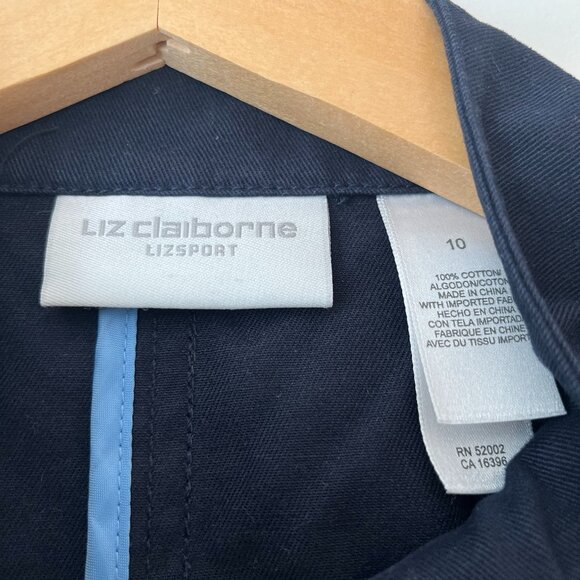 Liz Claiborne High Neck Navy Canvas Jacket - Picture 10 of 10
